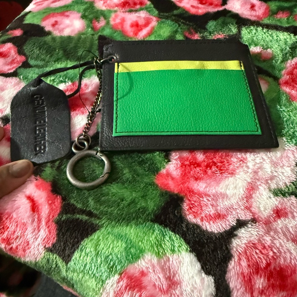 Chic Black and Green Key & Card Holder